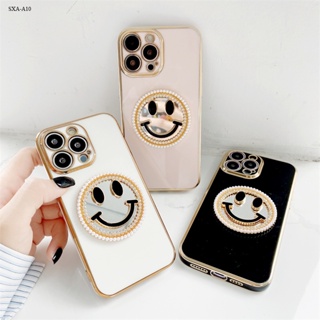 Compatible With Samsung Galaxy A10 A10S A52 A52S A22 A02 A02S M02 A20S A20 A30 A30S A50 A50S 4G 5G เคสซัมซุง สำหรับ Case Pearls Smiling Face Mirror เคสนิ่ม เคส เคสโทรศัพท์ เคสมือถือ Casing Case Luxury Phone Case Electroplating Casing Soft TPU Cover