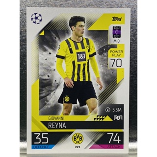 Giovanni Reyna การ์ดนักฟุตบอล 22/23 การ์ดสะสม Borussia Dortmund การ์ดนักเตะ ดอร์ทมุนด์