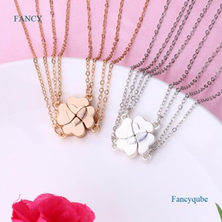 Fancyqube สร้อยคอโชคเกอร์ สเตนเลส จี้รูปใบโคลเวอร์สี่แฉก หัวใจ สีทอง เครื่องประดับสําหรับผู้หญิง 4 ชิ้น/ชุด