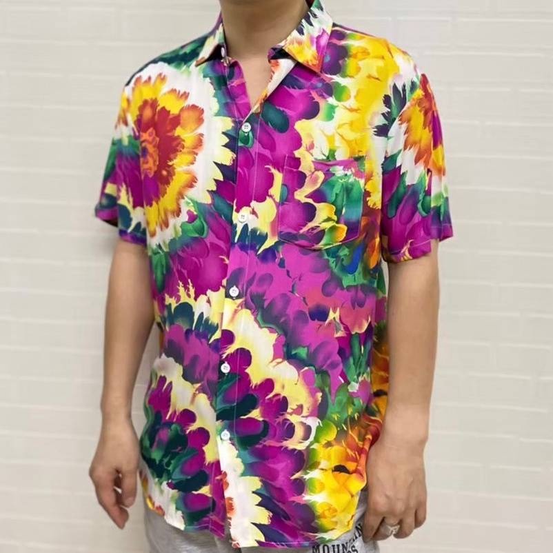 เสื้อคอปก-แขนสั้น-กระดุมหน้า-เสื้อเชิ้ตผู้ชาย-ลายผ้ามัดย้อม-สีสันสดใส-เสื้อผู้ชาย-แฟชั่นหน้าร้อน-สุดฮิต-สวมใส่สบาย
