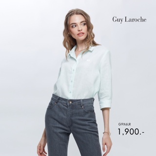Guy Laroche เสื้อผู้หญิง เสื้อเชิ้ตผู้﻿หญิง เสื้อมีปก แขนยาว สีเขียวมินท์ linin shirt (G9X6LR)