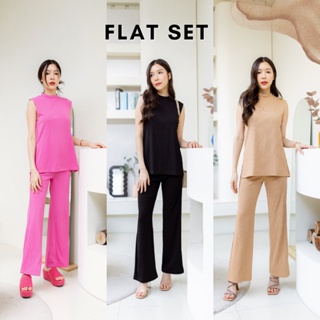 [กรอกโค้ด WQBKFQ ลด 125.-] Basicnotbasics - Flat set เซตเสื้อแขนกุด คอตั้ง กางเกงขายาว