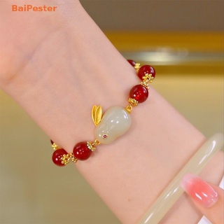 [BaiPester] สร้อยข้อมือ จี้หยก กระต่ายน่ารัก เครื่องประดับแฟชั่น สําหรับผู้หญิง