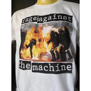 เสื้อยืดเสื้อวงนำเข้า Rage Against the Machine Police on Fire RATM Nu Metal Hiphop Rock Rap Retro Style Vintage T-S_24