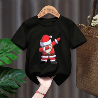 🎅 Cute Deer Merry Christmas Red Kid T-shirts Children Baby Red Harajuku Kawaii Clothes Boy Girl Tops Gift Present