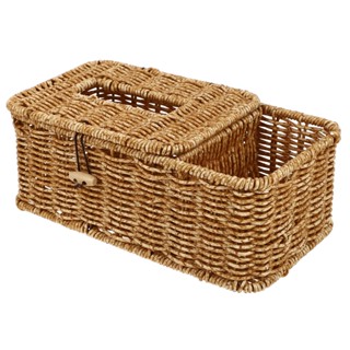 Box Tissue Holder Napkin Cover Rattan Wicker Paper Woven Home Storage Dispenser Basket Square Facial Seagrass Desktop