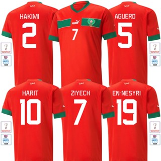 เสื้อกีฬาแขนสั้น ลายทีมชาติฟุตบอล Morocco 2022-23 ชุดเหย้า ไซซ์ S-2XL 22-23