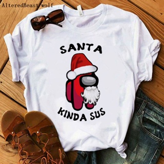 ⚡️ พร้อมส่ง⚡️ Among Us Satan Christmas T Shirt Women Harajuku Satan Kid A Sus Printed Cartoon 2022