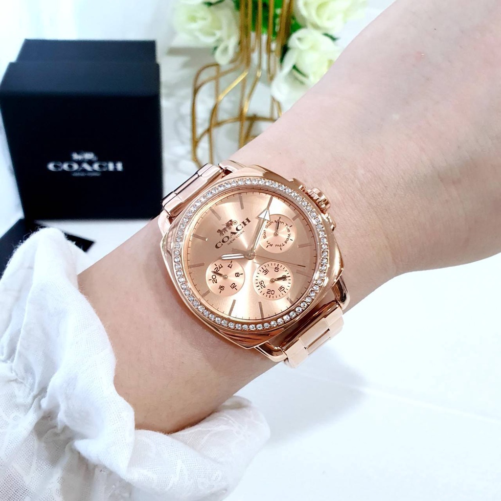 แท้-พร้อมส่ง-นาฬิกา-coach-14503131-14503129-ladies-boyfriend-rose-gold-tone-stainless-glitz-watch