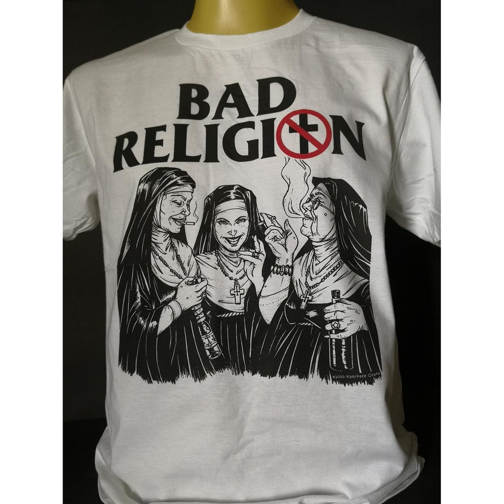 เสื้อวงนำเข้า-bad-religion-naughty-nuns-nofx-greenday-rancid-skate-punk-rock-retro-vintage-style-t-shirt-05