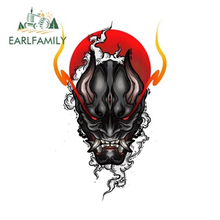 Earlfamily สติกเกอร์ ลายหน้ากากปีศาจซามูไร สีแดง ขนาด 13 ซม. x 8.1 ซม. สําหรับติดตกแต่งหน้าต่างรถยนต์