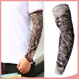 สินค้า LK- Unisex Stretchy UV Protection Cycling Outdoor Fake Slip On Tattoo Arm Sleeve