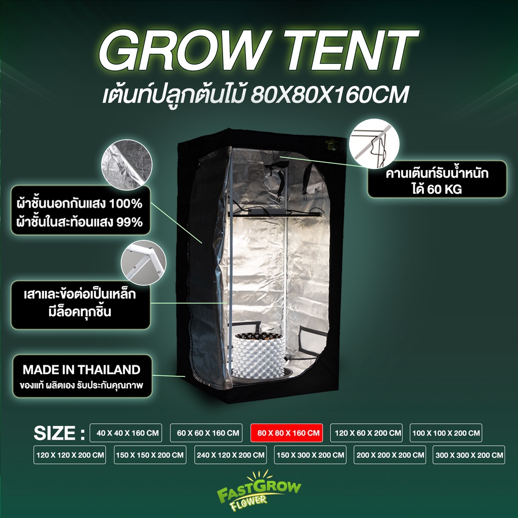 เต๊นท์ปลูก-grow-tent-ขนาด80x80x160