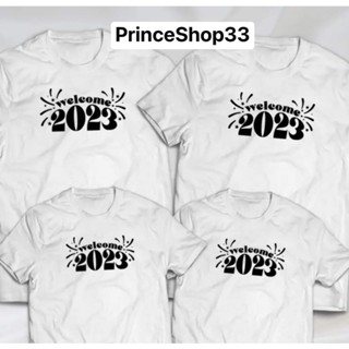 เสื้อยืดPrinceShop33- 2023 prt3 New Year Family Cotton Shirt Unisex for Men and Women Holiday Series