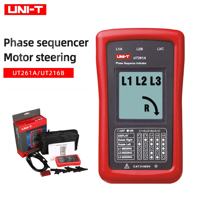 Uni-t UT261A ลําดับเฟสและตัวบ่งชี้การหมุนมอเตอร์ 3-Phase Power AC ...