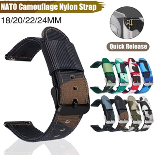 Nato สายนาฬิกาข้อมือ ผ้าแคนวาส ไนล่อน ลายพราง 18 มม. 20 มม. 22 มม. 24 มม. สําหรับ Samsung Galaxy Watch 5 4 Active 2 Huawei GT 2 3
