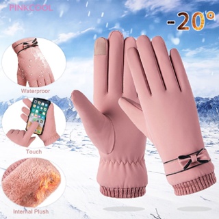 Pinkcool ถุงมือ ผ้าฟลีซ แบบเต็มนิ้ว กันน้ํา ให้ความอบอุ่น เหมาะกับฤดูหนาว สําหรับผู้หญิง 1 คู่