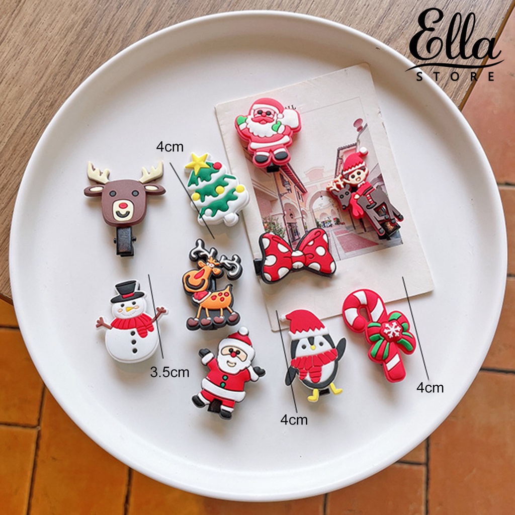 ellastore123-กิ๊บติดผม-ลายการ์ตูนเกล็ดหิมะ-ต้นคริสต์มาส-เครื่องประดับ-สําหรับเด็ก-10-ชิ้น