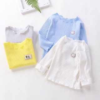 เสื้อยืดแขนยาวเด็กผู้หญิงฤดูใบไม้ร่วงใหม่ / เสื้อถักลูกไม้ด้านล่างเชื้อรา
