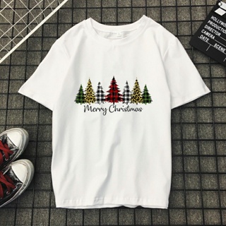 🎅 เสื้อยืดคอกลมแขนสั้นพิมพ์ลายการ์ตูน Merry Christmas 90S สําหรับผู้ชาย 5BYU