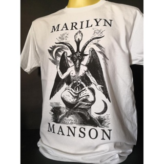 เสื้อยืดเสื้อวงนำเข้า Marilyn Manson Baphomet Bigger Than Satan Industrial Metal Industrial Rock Alternative Hard R_22