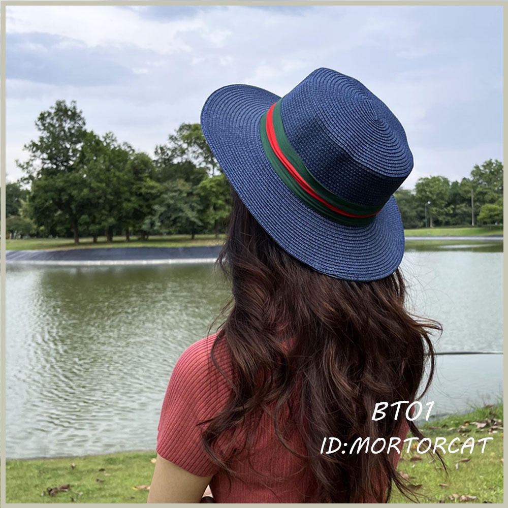 หมวกกันแดก-หมวกโบสเตอร์-boater-hats-สินค้าคุณภาพดีรูปถ่ายของร้านจริง-ตรงปก-ส่งจากเชรียงรายทุกวัน-shipping-from-thailand