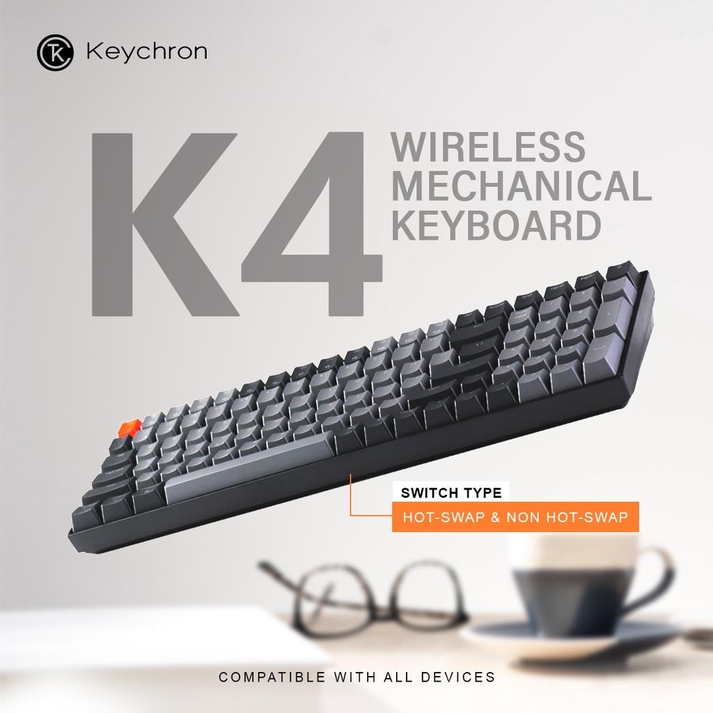 ภาพหน้าปกสินค้าKeychron K4 V2 Wireless Hot swappable mechanical Keyboard คีย์บอร์ดไร้สาย ภาษาไทย แบบไร้สาย - Mode 5 . 1 จากร้าน pop_model บน Shopee