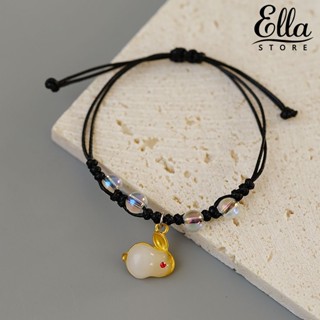 Ellastore123 สร้อยข้อมือโซ่ถัก ลายกระต่ายน่ารัก สไตล์จีน สําหรับของขวัญปีใหม่