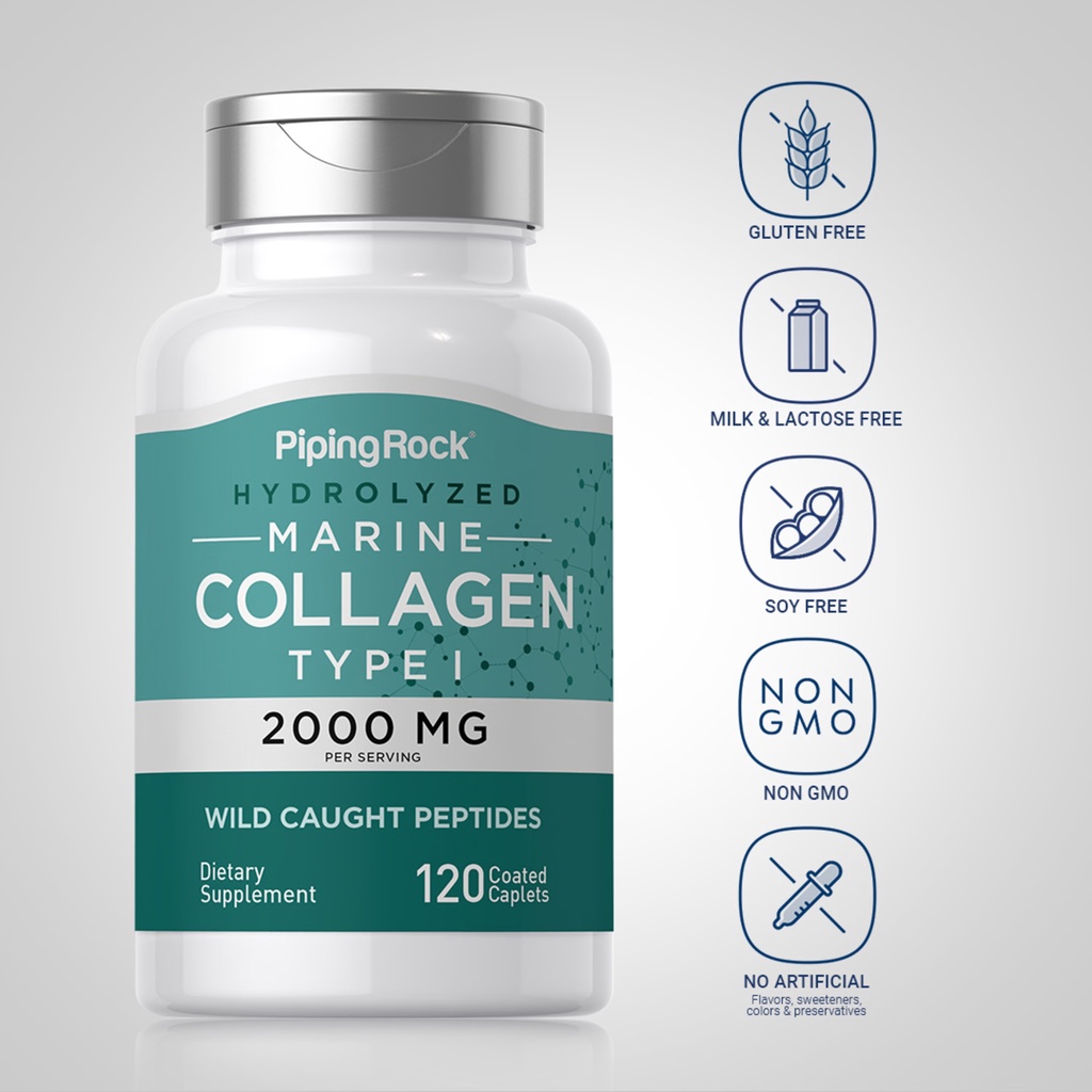 Hydrolyzed Marine Collagen Type 1 2,000 mg. + กรดไฮยาลูรอนิก (120เม็ด