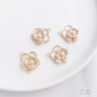 จี้สร้อยคอ สร้อยข้อมือ ไข่มุก รูปดอกคามิเลีย สีทอง 14k แฮนด์เมด diy