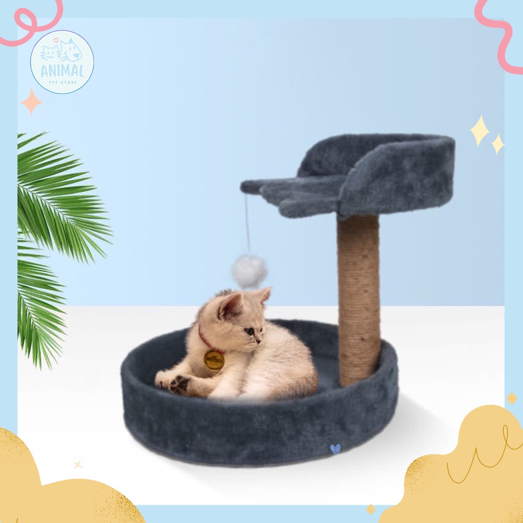 animal-pet-store-พร้อมส่ง-ของเล่นแมว-ที่ลับเล็บแมว-ที่ฝนเล็บแมว-คอนโดแมวเล็ก-พร้อมถาดที่นอน-คอนโดแมวหุ้มผ้านุ่มๆ