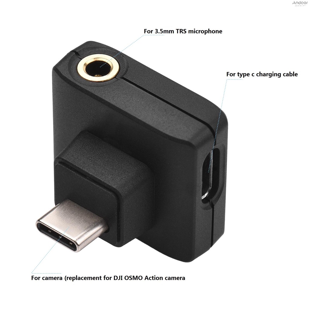 boya-by-oa1-อะแดปเตอร์เสียง-ขนาดเล็ก-พร้อมพอร์ตไมโครโฟน-trs-type-c-3-5-มม-แบบเปลี่ยน-สําหรับ-dji-osmo-action