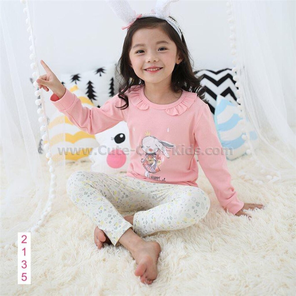 l-pjg-2135-ชุดนอนเด็ก-สีชมพู-ลายกระต่าย