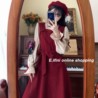 E.ifini dress ชุดคริสต์มาส ชุดสีแดง 032