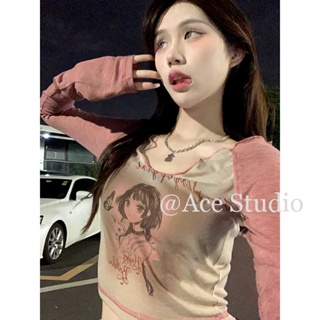 Ace Studio เสื้อครอป ins เสื้อคลุม Trendy Korean Style Chic รุ่นใหม่ A29J06W 37Z230910