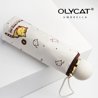 Olycat ร่มกันแดด กันลม กันฝน น้ําหนักเบา พับได้ รูปแมวน่ารัก สําหรับเด็ก