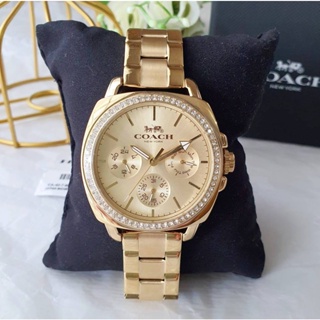 💚แท้💯 พร้อมส่ง💚นาฬิกา COACH 14503130 Ladies Boyfriend Gold Tone Stainless Glitz Watch