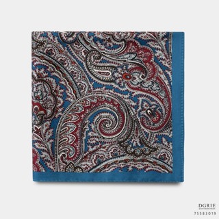 Sea Blue Paisley Graphics B/R Pocket Square-ผ้าเช็ดหน้าลายลูกน้ำสีฟ้าน้ำทะเล