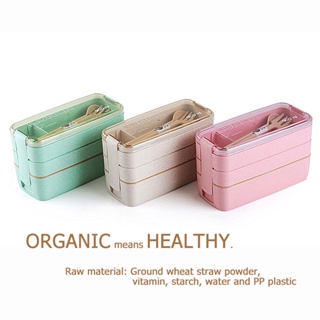 3 Layers Lunch Box 900ml Eco-Friendly Healthy Wheat Straw Material Bento Food Storage Breakfast Container Microwave Dinn