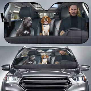 แผ่นปิดกระจกหน้ารถบังแดด,ม่านบังรถกันแดด JOHN WICK WITH DOG SUN SHADE , จอห์น วิค ขับรถ