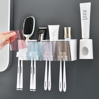 MAMA ชั้นวางของ ที่เก็บแปรงสีฟัน แบบดูดติดผนัง ชั้นวางของในห้องน้ำ ที่ใส่แปรงสีฟัน อุปกรณ์จัดเก็บในห้องน้ำ ที่แขวน ชุดแปรงฟัน