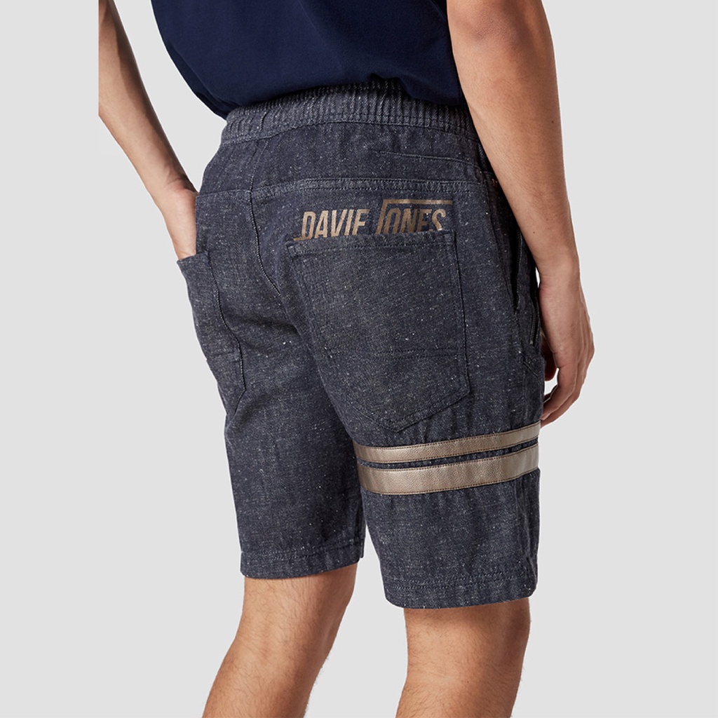 davie-jones-กางเกงขาสั้น-ผู้ชาย-เอวยางยืด-สีกรม-คาดหนัง-elasticated-shorts-in-navy-sh0067nv