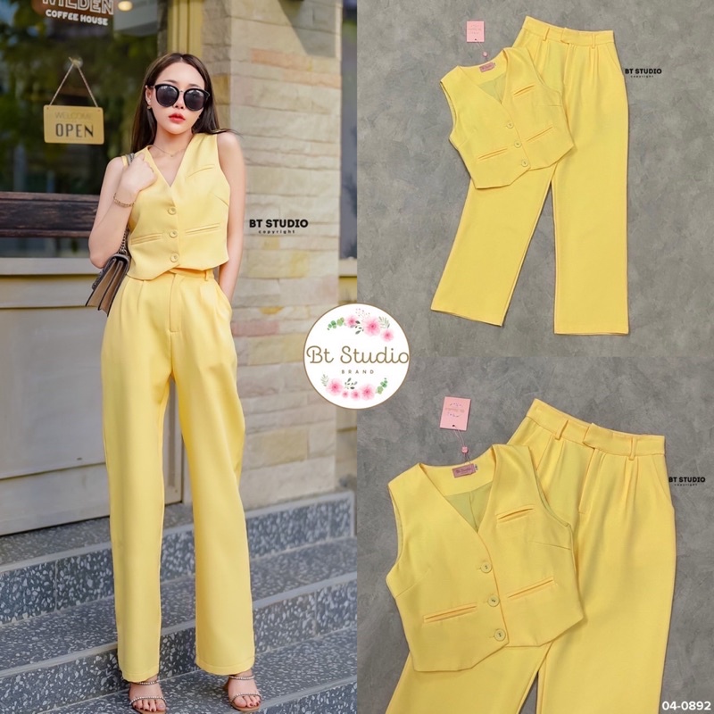 CODE : 04-0892 ชุดเซทสีเหลือง ชุดทำงาน งานป้าย BT | Shopee Thailand