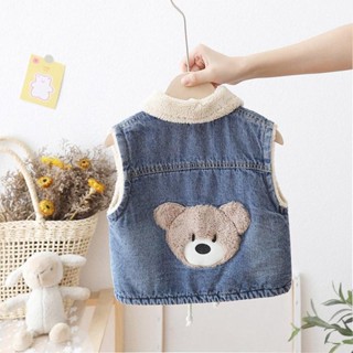 [Babycat] พร้อมส่ง เสื้อกั๊กยีน ผ้าฟลีซ แบบหนา ให้ความอบอุ่น แฟชั่นฤดูหนาว สไตล์เกาหลี และญี่ปุ่น สําหรับเด็กผู้ชาย