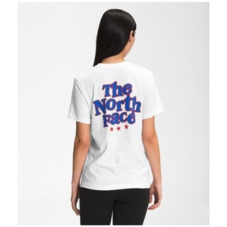 เสื้อยืดแขนสั้น พิมพ์ลายตัวอักษร The North Face ทรงหลวม สําหรับผู้หญิง