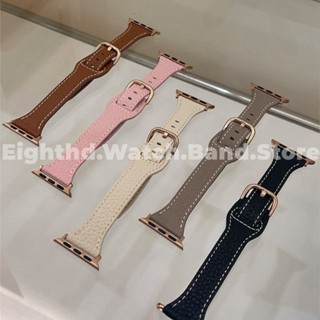 สายนาฬิกาข้อมือหนัง แบบบาง สําหรับ Apple Watch Series Ultra 8 7 6 SE 5 4 3 2 1 iWatch ขนาด 49 มม. 41 มม. 45 มม. 44 มม. 42 มม. 40 มม. 38 มม.