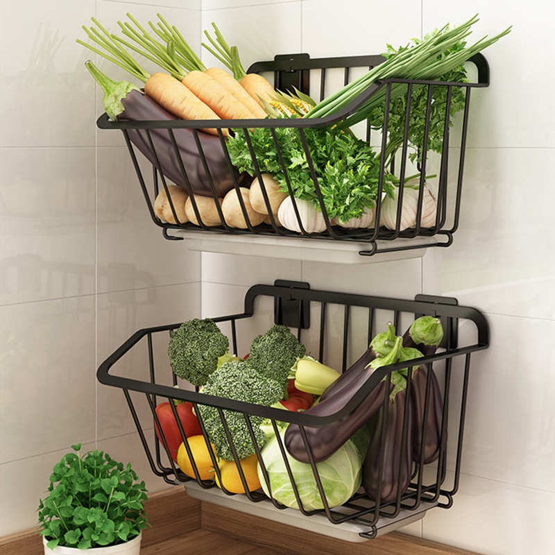 kitchen-storage-basket-stainless-steel-fruit-vegetable-drain-storage-organizer-wall-mounted-spice-rack-dish-shelf-kitche