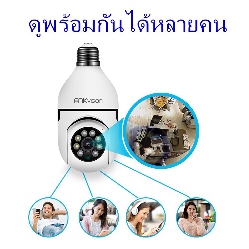 ภาพหน้าปกสินค้าFNKvision กล้องวงจรปิด กล้องหลอดไฟ กล้องวงจรปิดไร้สาย 4 ล้าน Full HD IP WIFI การตรวจสอบ/แสงเครื่อง dual use จากร้าน ggxxoo บน Shopee