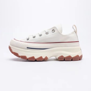 Converse รองเท้าผ้าใบ พื้นหนา ครบรอบ 100 ปี สีขาว สไตล์ญี่ปุ่น สําหรับผู้ชาย และผู้หญิง -2106