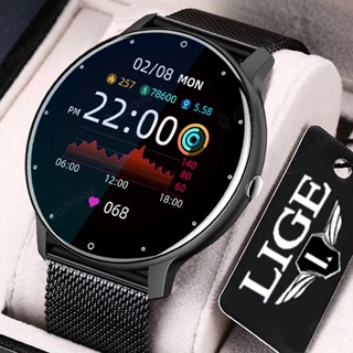 ภาพหน้าปกสินค้าLIGE ใหม่สมาร์ทนาฬิกาผู้ชายหน้าจอสัมผัสเต็มรูปแบบกีฬาฟิตเนสนาฬิกา IP67 บลูทูธกันน้ำสำหรับ Android ios SmartWatch ที่เกี่ยวข้อง